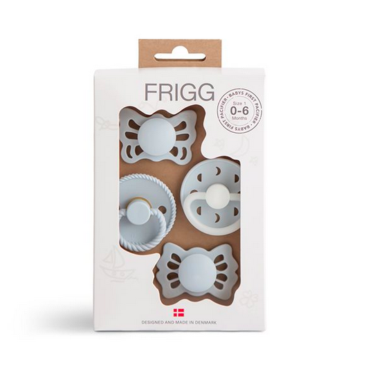 FRIGG Baby`s First pacifier 4-pack - Moonlight Sailing - Powder Blue