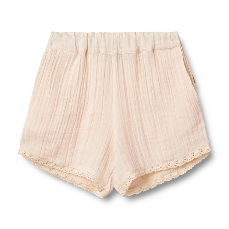 Muselin Shorts with Lace - WHEAT