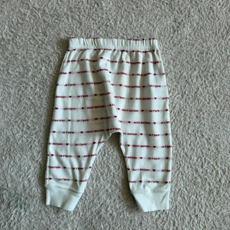 Pre Loved Hose von Petit Bateau I Weiss mit roten Herzen I Gr. 67 cm (6M)