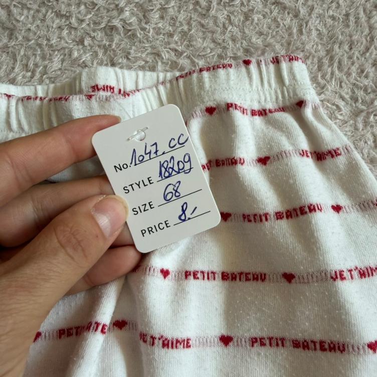 Pre Loved Hose von Petit Bateau I Weiss mit roten Herzen I Gr. 67 cm (6M) - 0