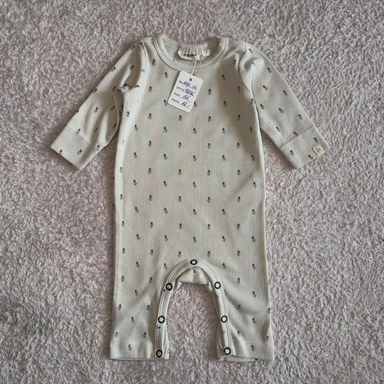 Pre Loved Strampler von Lil` Atelier I Beige mit Blumenprint I Gr. 56