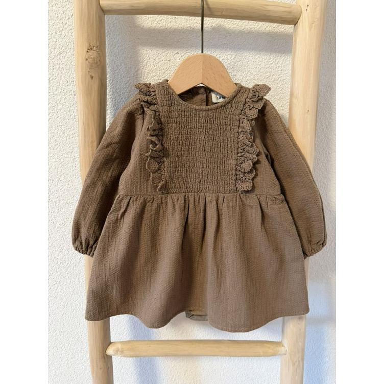 Pre-Loved Kleid mit integriertem Body von Lil’ Atelier | Sepia Brown | Grösse: 74