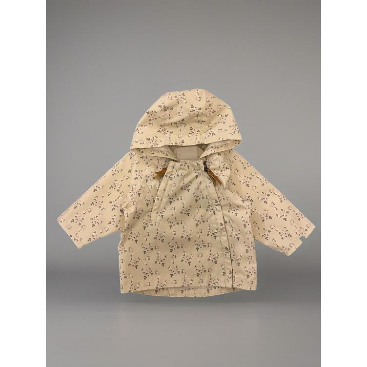 Pre-Loved Lil’ Atelier Regenjacke | Bleached Sand mit Blumenprint | Grösse: 68