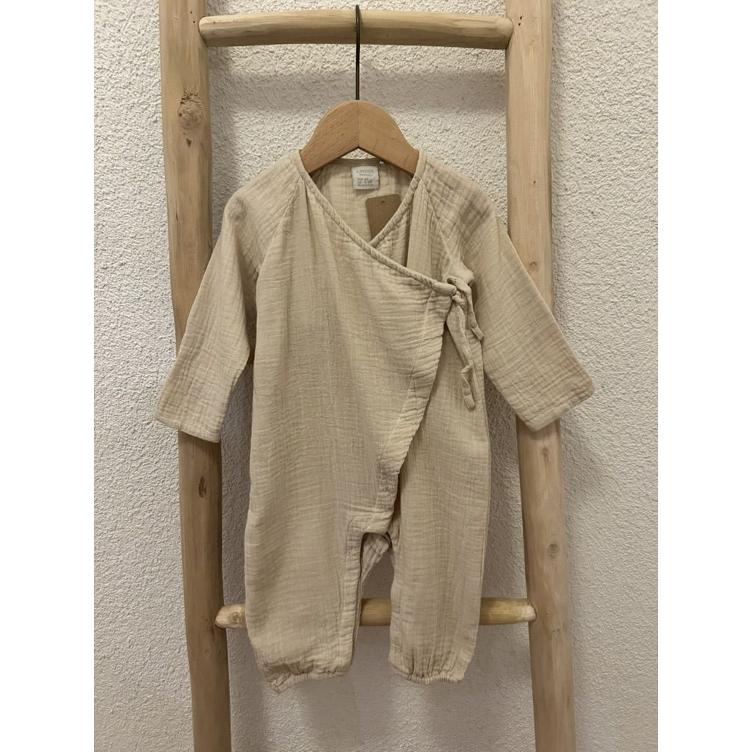 Pre-Loved Lindex Musselin-Jumpsuit | Light Beige | Grösse: 68