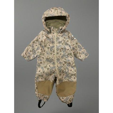 Pre-Loved mikk-line Softshellanzug | Beige mit Blumenprint | Grösse: 74