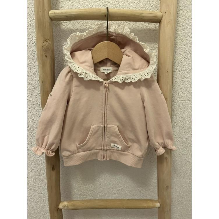 Pre-Loved Newbie Kapuzenjacke | Light Pink mit Rüschen & Stickerei | Grösse: 68