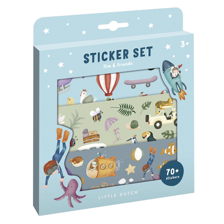 Stickerset – Jim & Friends (3 Blätter) I Little Dutch