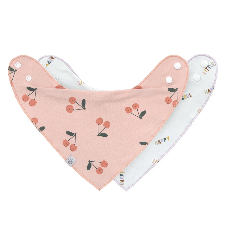 LÄSSIG Dreieckstuch Baby 2er Set – Happy Fruits Cherry