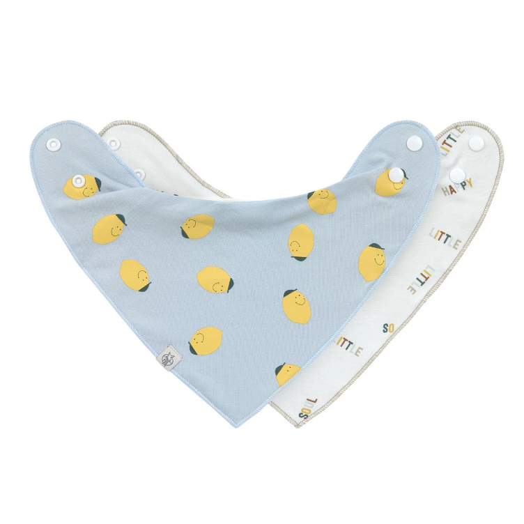 LÄSSIG Dreieckstuch Baby 2er Set – Happy Fruits Lemon
