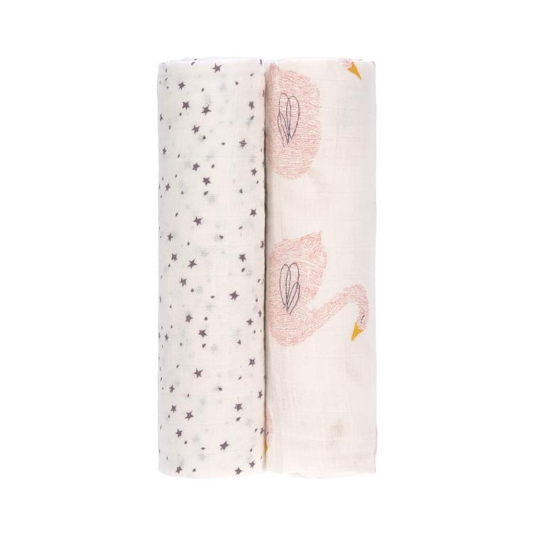 Heavenly soft Swaddle 2 Pack Schwan Lässig