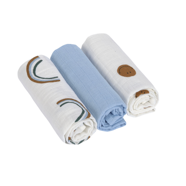 Mulltücher 3er Set (60 x 60 cm) - Bio Baumwolle, Happy Rascals, Smile