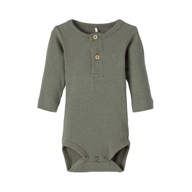 NAME IT Baby Langarm Body – Dusty Olive