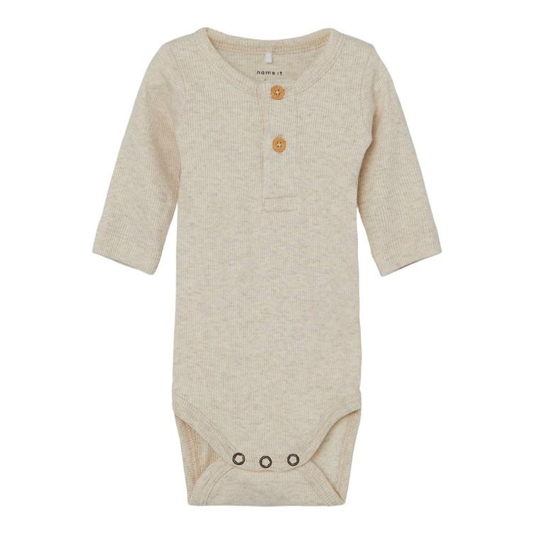 NAME IT Baby Langarm Body – Peyote Melange