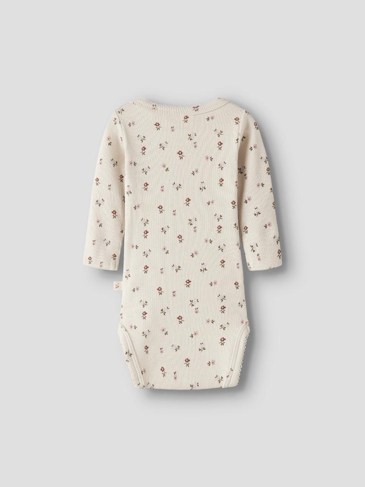 Lil’ Atelier BABY Langarm Body – Turtledove Floral - 0