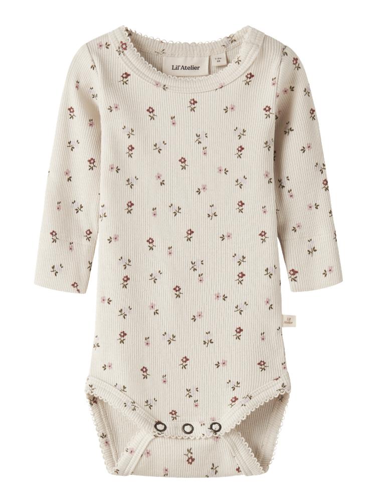 Lil’ Atelier BABY Langarm Body – Turtledove Floral - 1