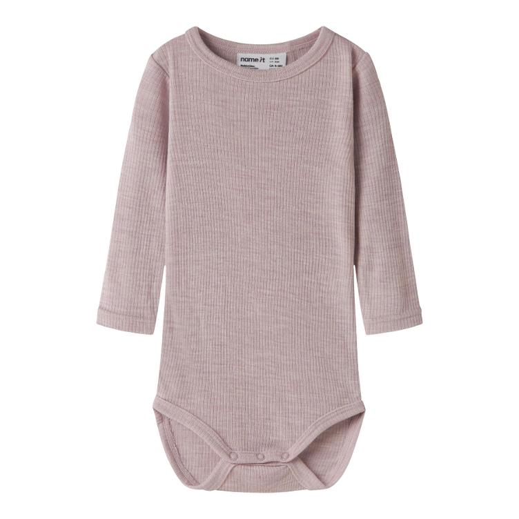 NAME IT BABY Langarm Body aus 100% Merinowolle – Purple Violet Ice