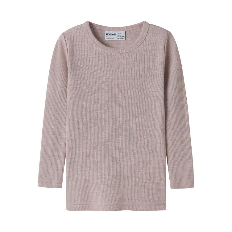 NAME IT Langarm Top aus 100% Merinowolle – Purple Violet Ice