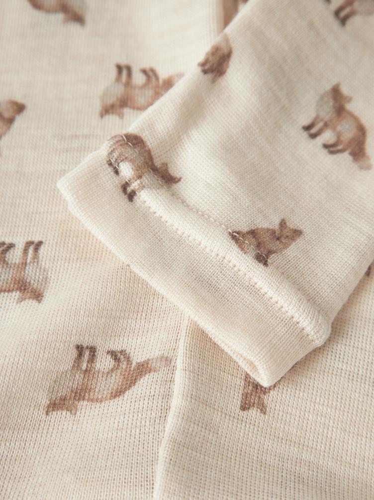 Lil’ Atelier BABY Leggings aus Merinowolle und TENCEL™ Modal – White Turtledove Fox - 1