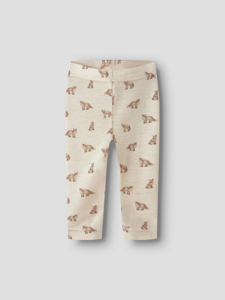 Lil’ Atelier BABY Leggings aus Merinowolle und TENCEL™ Modal – White Turtledove Fox - 0
