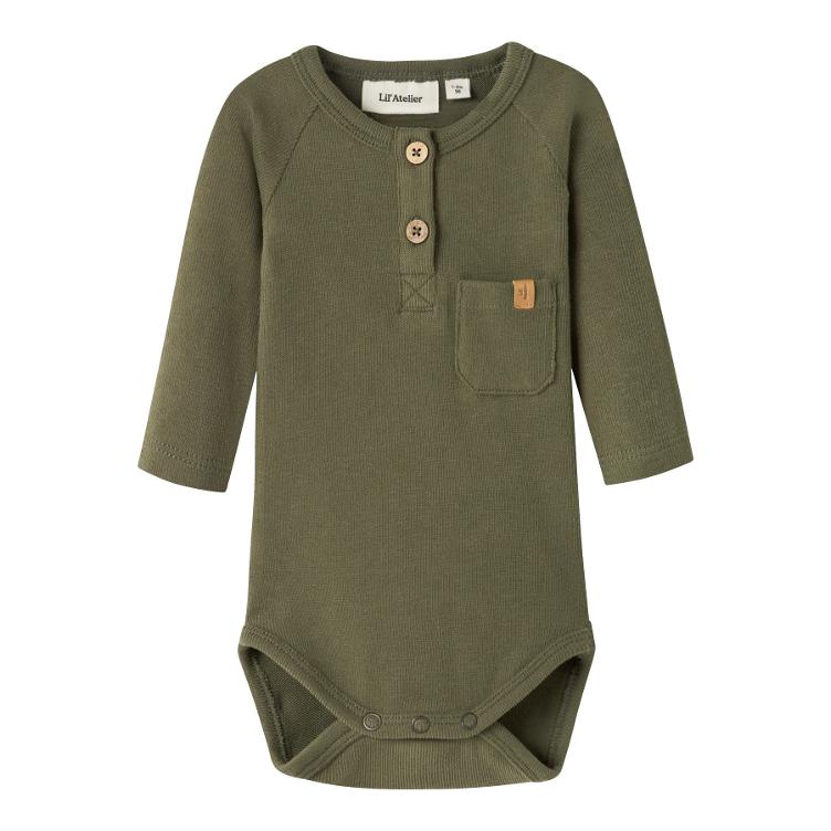 Lil’ Atelier BABY Langarm Body – Green Winter Moss