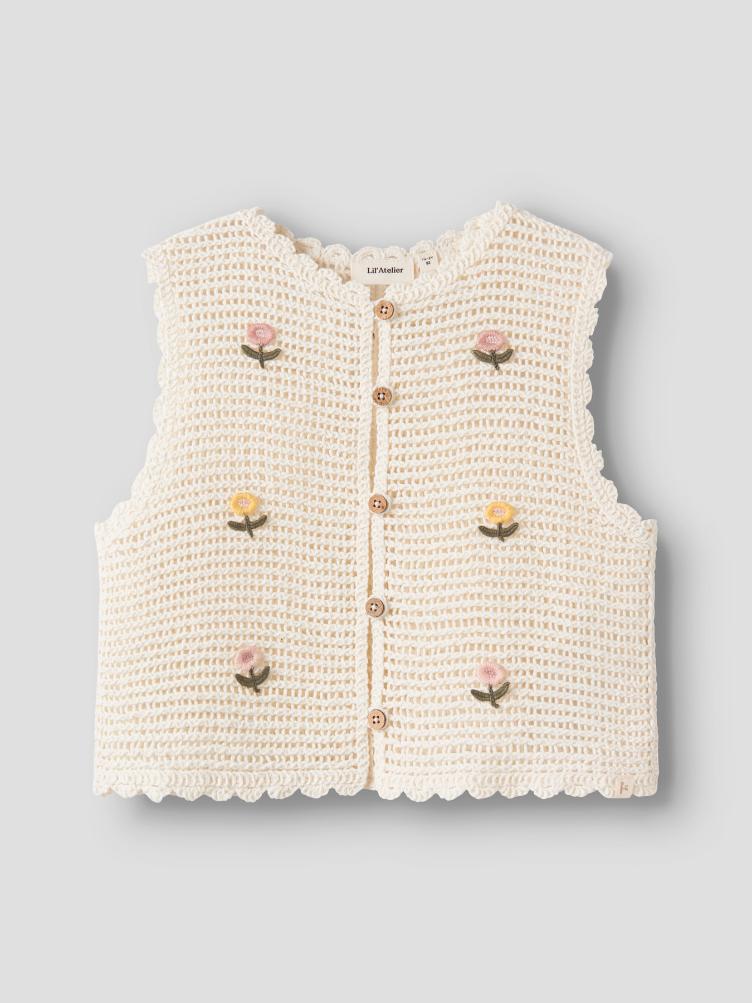 Lil’ Atelier Flora Strickweste – Coconut Milk - 3