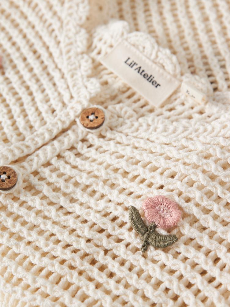 Lil’ Atelier Flora Strickweste – Coconut Milk - 0