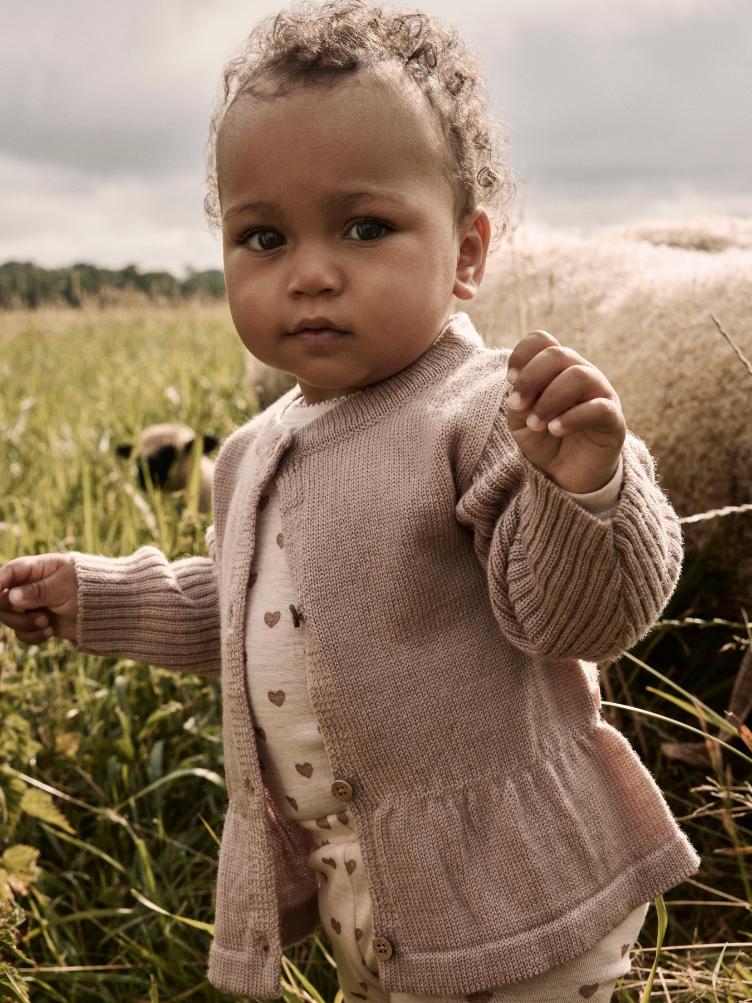 Lil’ Atelier BABY Strick Cardigan aus 100 % Merinowolle – Fawn - 1