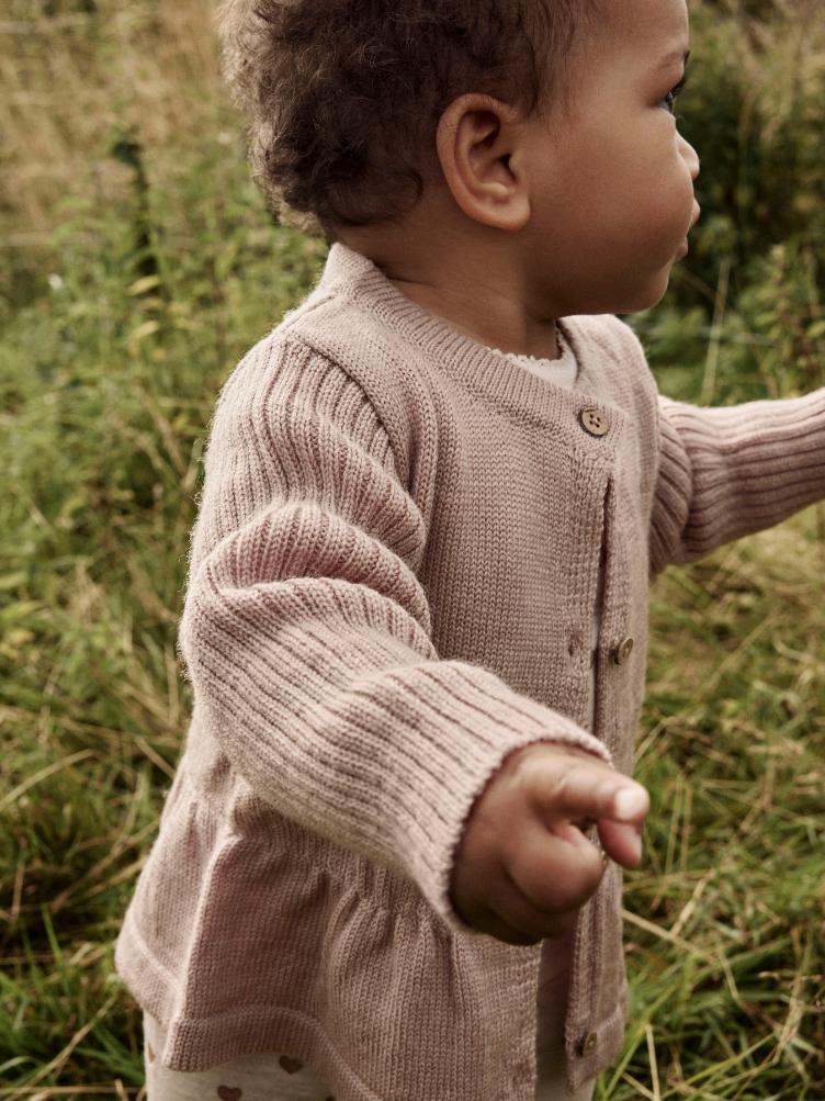 Lil’ Atelier BABY Strick Cardigan aus 100 % Merinowolle – Fawn - 0