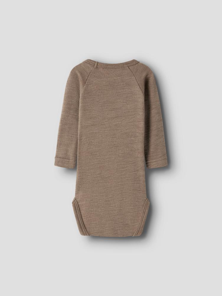 Lil’ Atelier BABY Langarm Body aus 100 % Merinowolle – Sepia Tint Melange - 1
