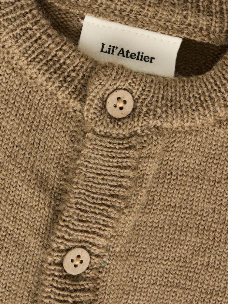 Lil’ Atelier Baby Strick Cardigan aus 100 % Merinowolle – Sepia Tint - 3