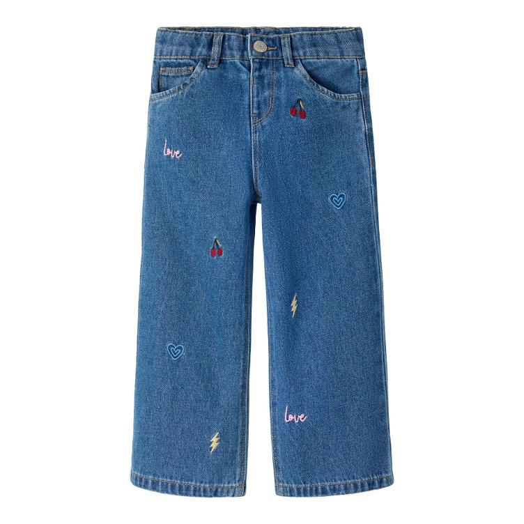 NAME IT Wide Leg Jeans – Medium Blue Denim Multi Emb