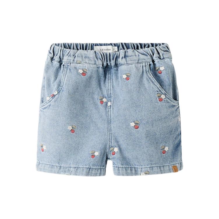 Lil’ Atelier MINI Denim Shorts mit Stickerei – Medium Blue