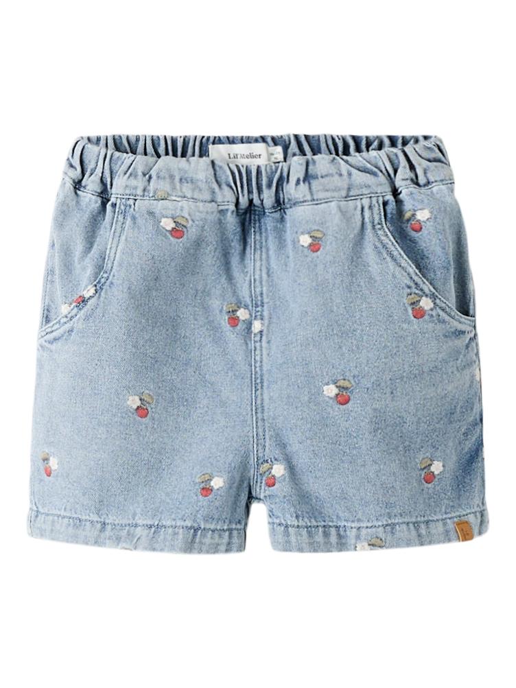 Lil’ Atelier MINI Denim Shorts mit Stickerei – Medium Blue - 0