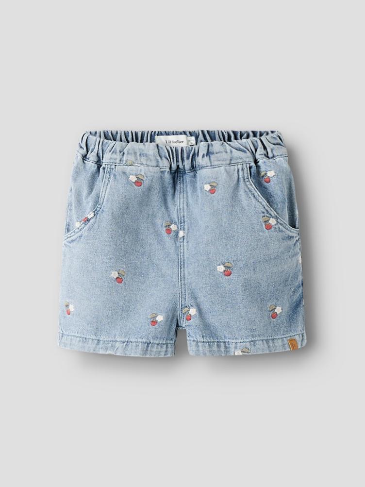 Lil’ Atelier MINI Denim Shorts mit Stickerei – Medium Blue - 1