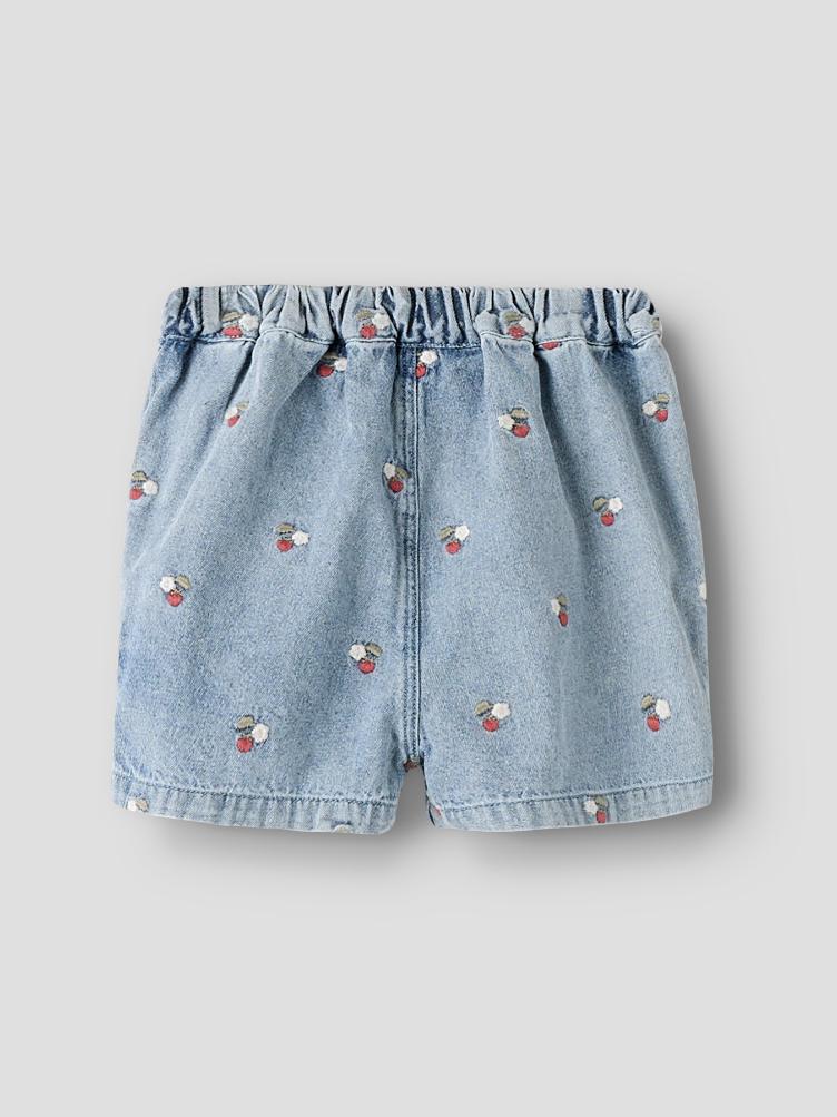 Lil’ Atelier MINI Denim Shorts mit Stickerei – Medium Blue - 3