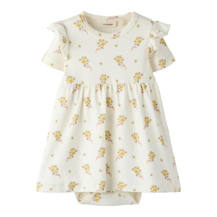 Lil’ Atelier Baby Mädchen Body Kleid Gayo – Coconut Milk Flower