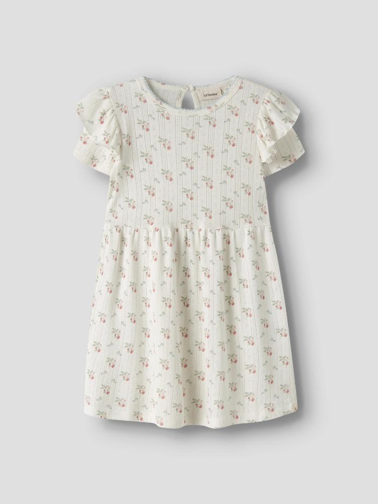 Lil’ Atelier Kleid Kurzarm – Coconut Milk Strawberry - 4