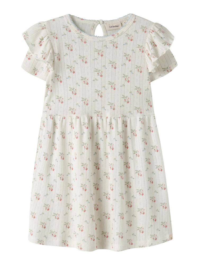 Lil’ Atelier Kleid Kurzarm – Coconut Milk Strawberry - 3