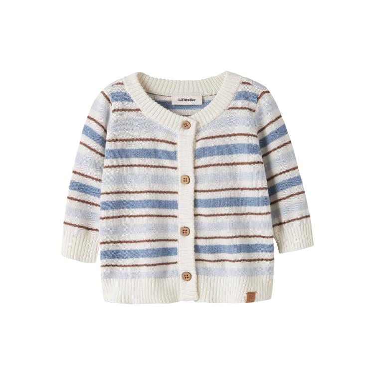 Lil’ Atelier Baby Jungen Strickjacke Hito – Coconut Milk / Dusty Blue