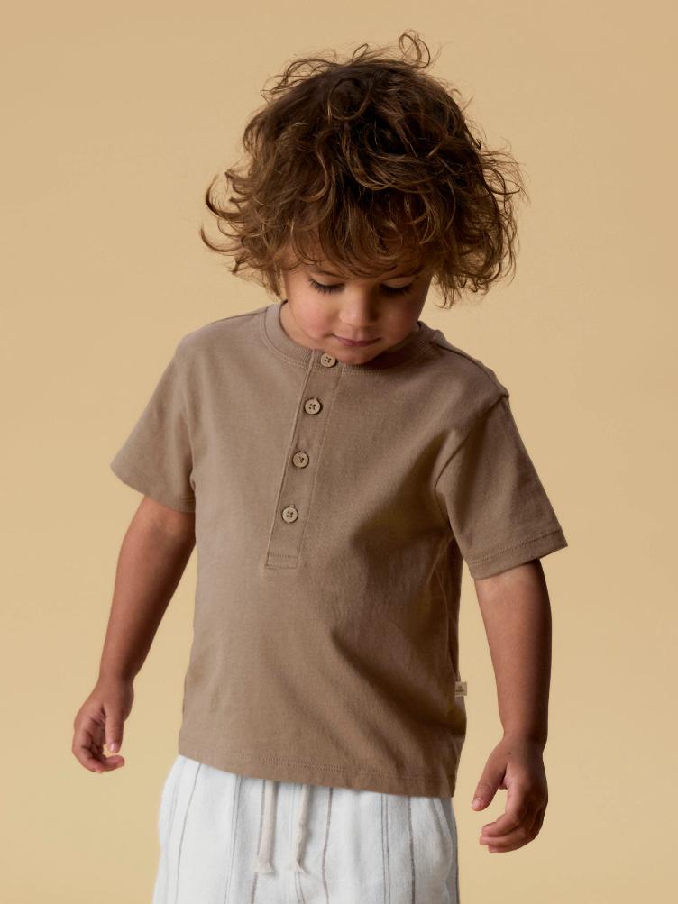 Lil’ Atelier MINI Kurzarm Top – Coca Mocha - 0