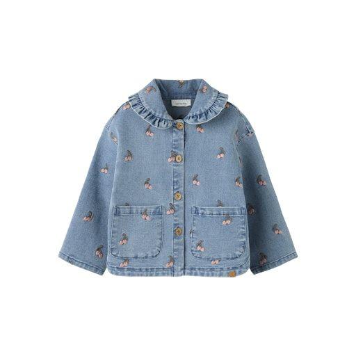 Mädchen Jeansjacke aus Bio-Baumwolle – mit Kirsch-Stickerei Lil’ Atelier