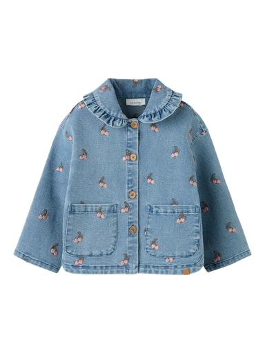 Mädchen Jeansjacke aus Bio-Baumwolle – mit Kirsch-Stickerei Lil’ Atelier - 0