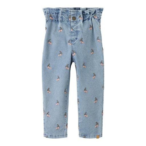 SALE I Mädchen Loose Fit Jeans aus Bio-Baumwolle – mit Kirsch-Stickerei Lil’ Atelier