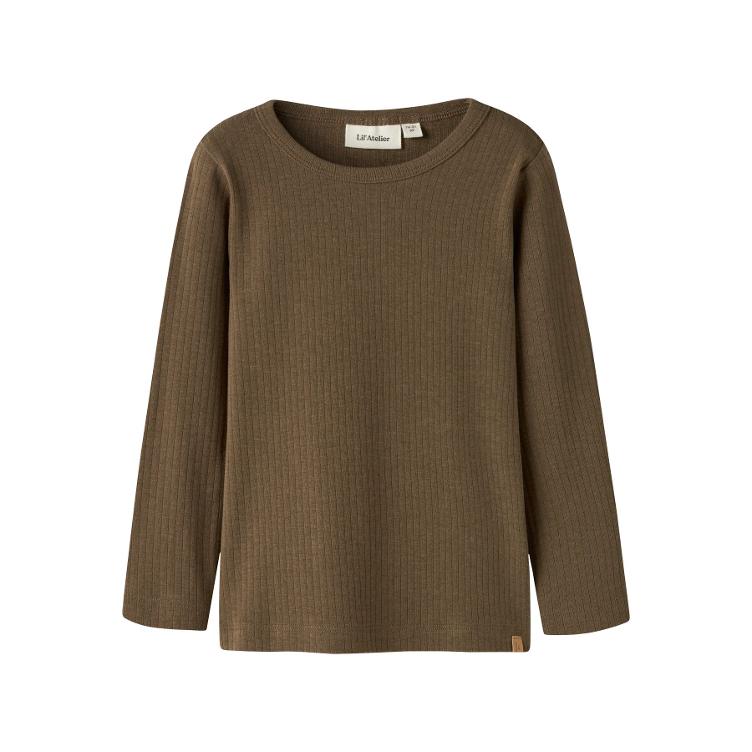 Lil’ Atelier MINI Langarm Top Slim Fit – Teak (Brown)