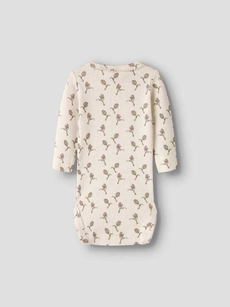 Lil’ Atelier BABY Langarm Body – White Turtledove Artichoke - 0