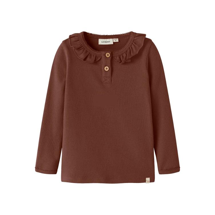 Lil’ Atelier MINI Langarm Top Slim Fit – Mahogany