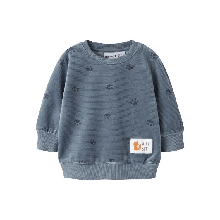 NAME IT BABY Velours Sweatshirt – Blue Mirage