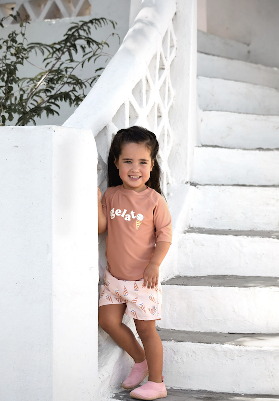 LÄSSIG Kinder UV Shirt Kurzarm – Braun - 2