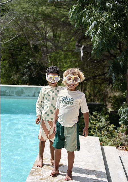 LÄSSIG Kinder UV Shirt Kurzarm – Weiß / Grün - 0