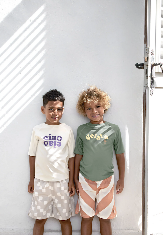 LÄSSIG Kinder UV Shirt Kurzarm – Weiß / Purple - 3